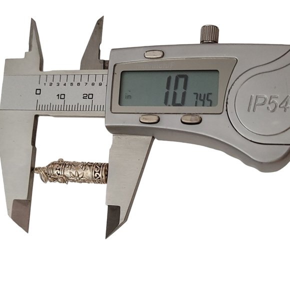 Sterling Silver Flower Hinged Latch Lid Prayer Box Tube Pendant, K853 - Picture 6 of 7